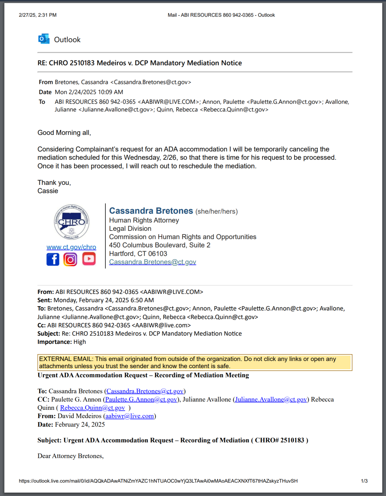 Archived evidence image file: david-medeiros-chro-2510184-20250224-chro-2510183-mandatory-mediation-canceled-ada-accommodation-david-medeiros-com-forensic-archive.png. Filename-based label; verify the image and context independently.