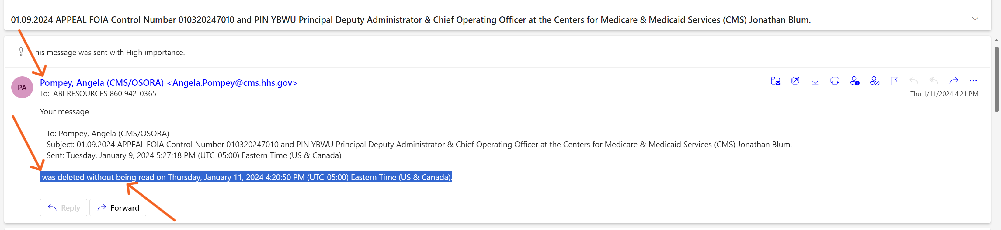 Archived evidence image file: david-medeiros-medicaid-olmstead-chro-2510184-20240112-cms-foia-pompey-delete-without-reading-spoliation-whistleblower-ada-abi-waiver-david-medeiros-com-forensic-archive-1.png. Filename-based label; verify the image and context independently.