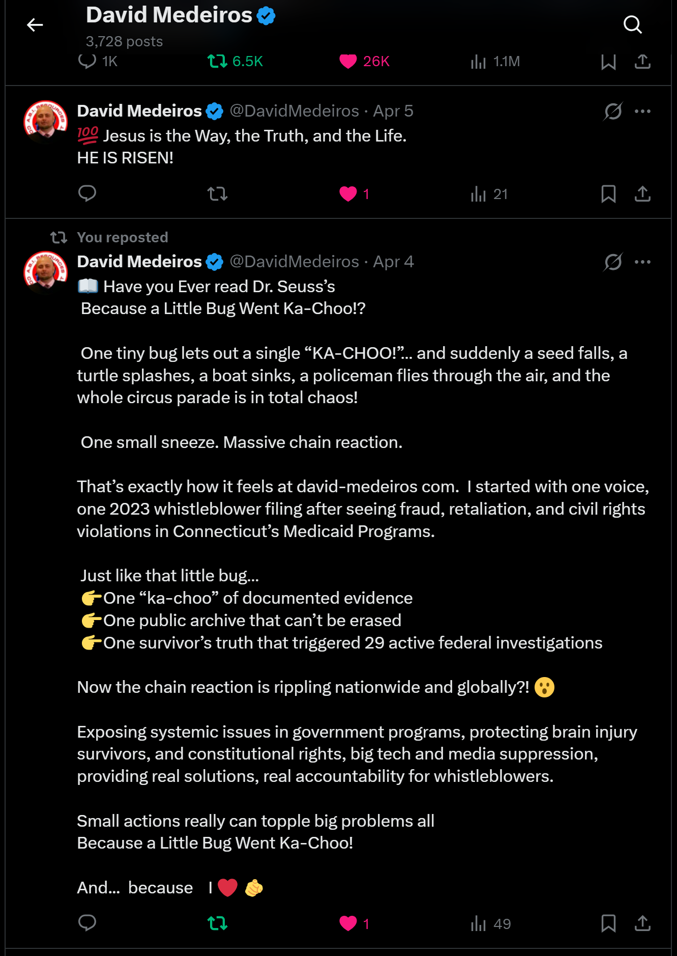 Archived evidence image file: medeiros-livewire-whistleblower-evidence-100-jesus-is-the-way-truth-life-he-is-risen-dr-seuss-because-a-little-bug-went-ka-choo-chain-reaction-whistleblower-evidence-2026-04-14-074338-seq-0021.png. Filename-based label; verify the image and context independently.
