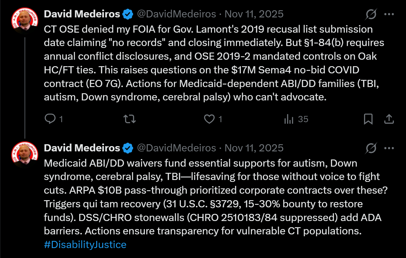 medeiros-livewire-whistleblower-evidence-ct-ose-foia-denial-lamont-2019-recusal-list-sema4-17m-no-bid-arpa-oak-hc-ft-david-medeiros-2026-04-14-092823-seq-0318.png