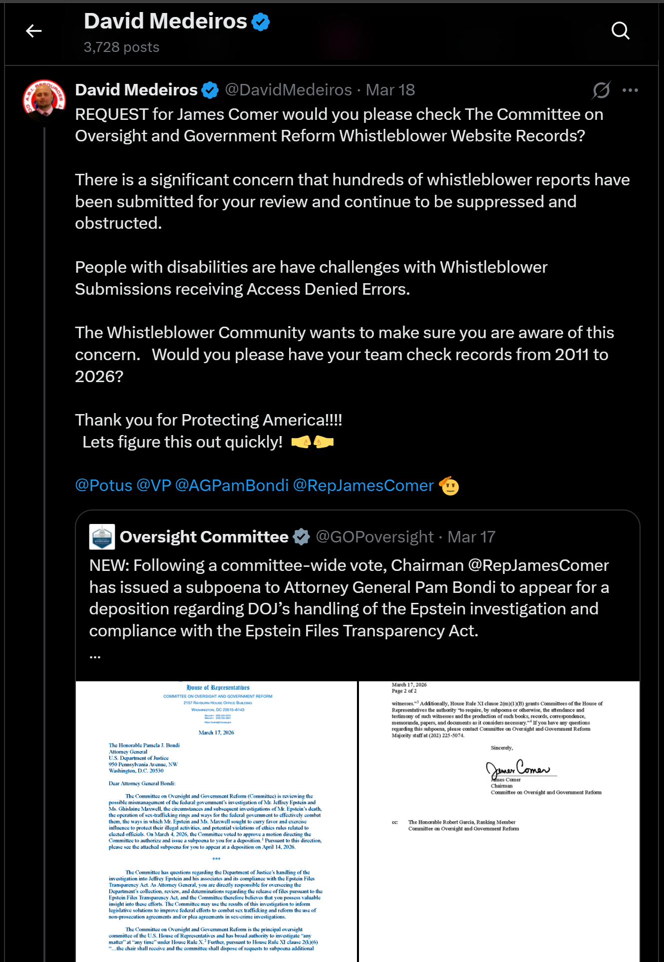 medeiros-livewire-whistleblower-evidence-request-james-comer-oversight-committee-check-whistleblower-website-records-suppressed-reports-subpoena-pam-bondi-epstein-files-david-medeiros-2026-04-14-080800-seq-0091.png