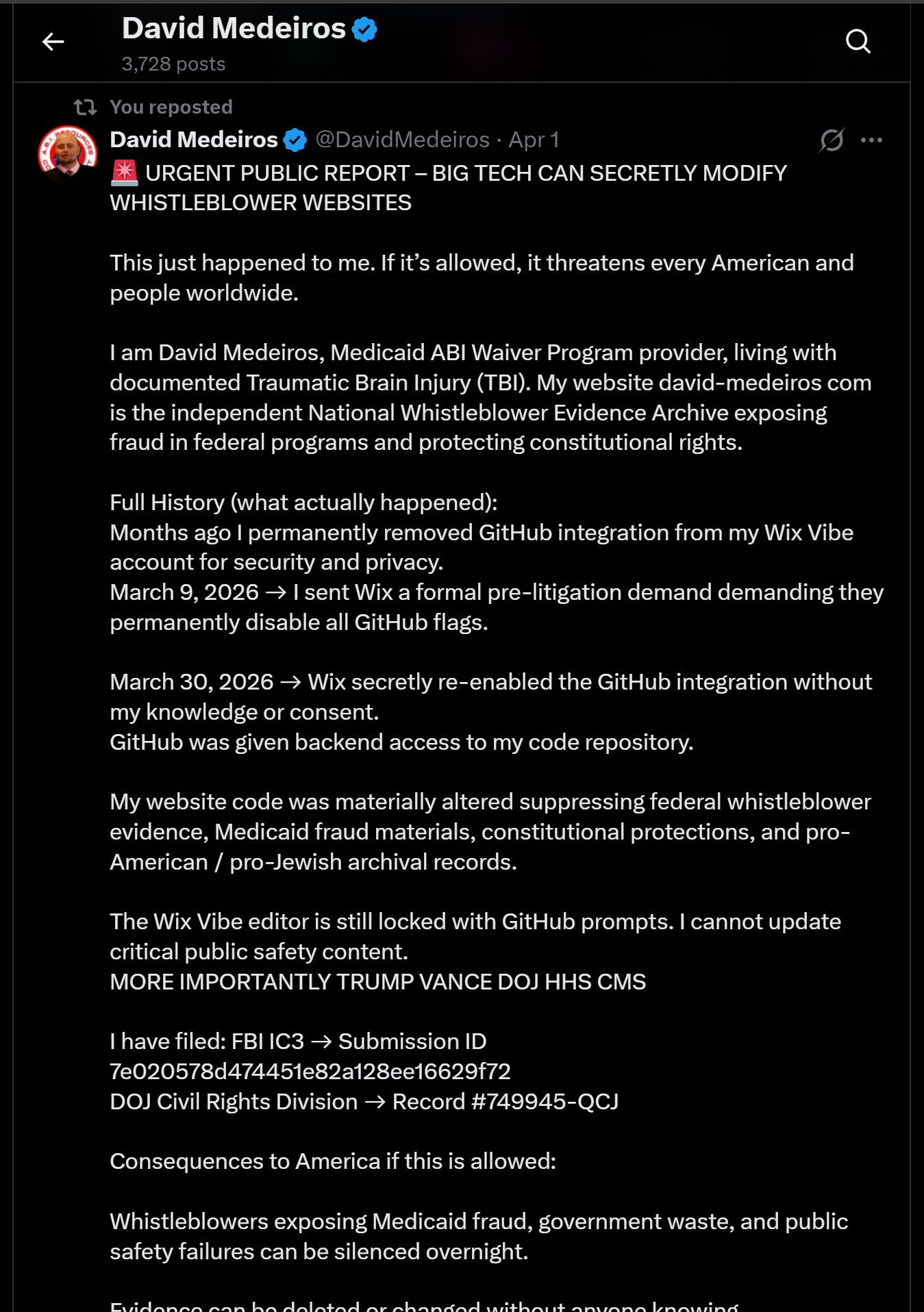 medeiros-livewire-whistleblower-evidence-urgent-public-report-big-tech-secretly-modify-whistleblower-websites-legacy-platform-github-full-history-david-medeiros-2026-04-14-074514-seq-0025.png